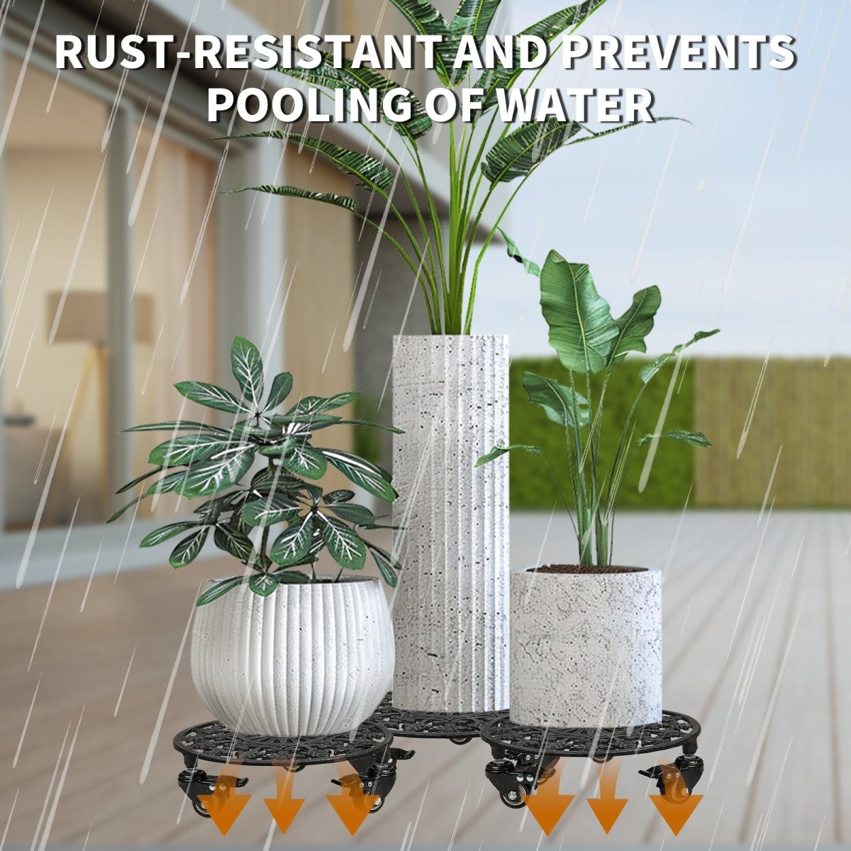Rolling Plant Stand with Wheels,1pcs 11in Heavy Duty Metal Plant Caddy with Wheels,Load Capacity 330 lbs,Black - HomeDIYer