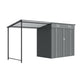 12x4 FT Metal Lean-To Shed & Hardtop Gazebo Combo, 30MPH Wind Rated, Gray