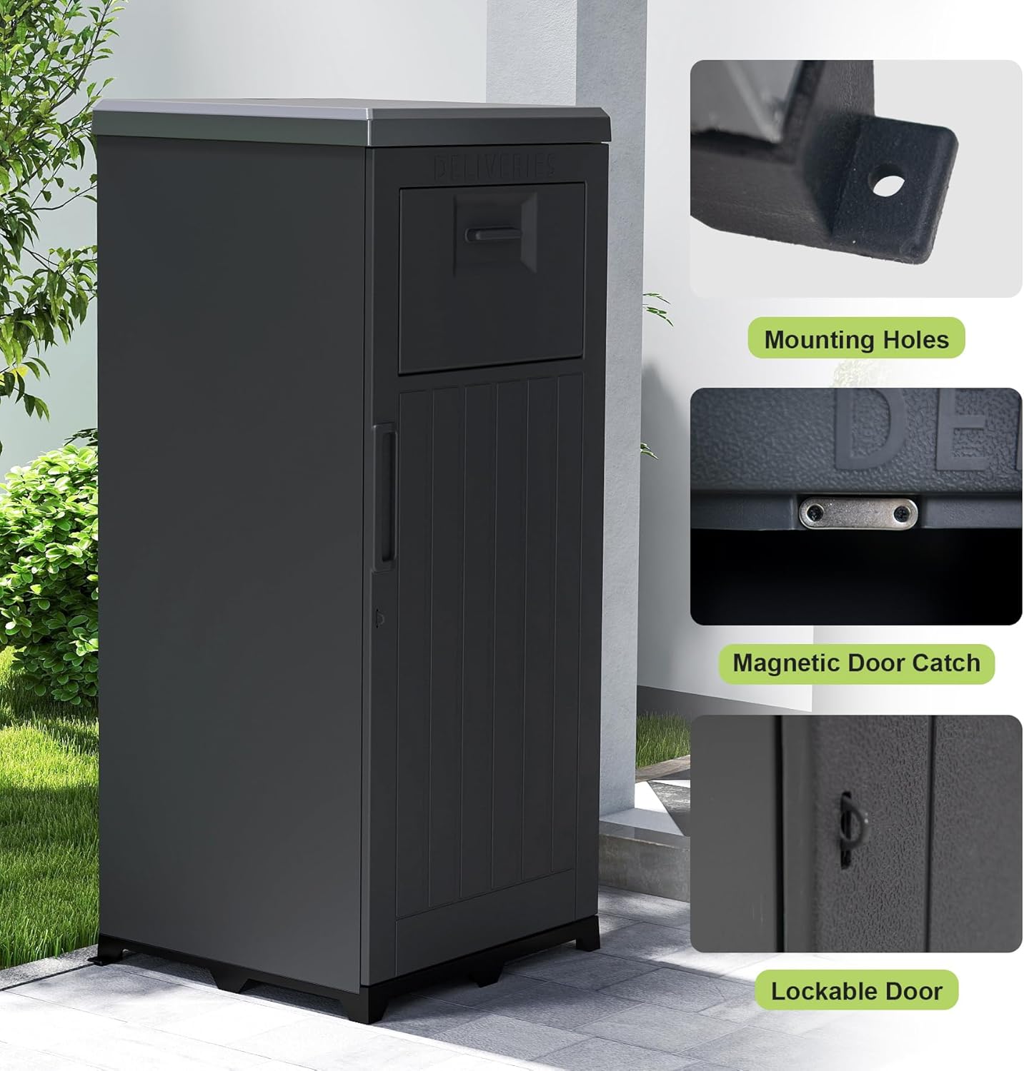 Outdoor Package Delivery Box — Large Lockable Parcel Drop Box, Waterproof & Anti‑Theft, Black