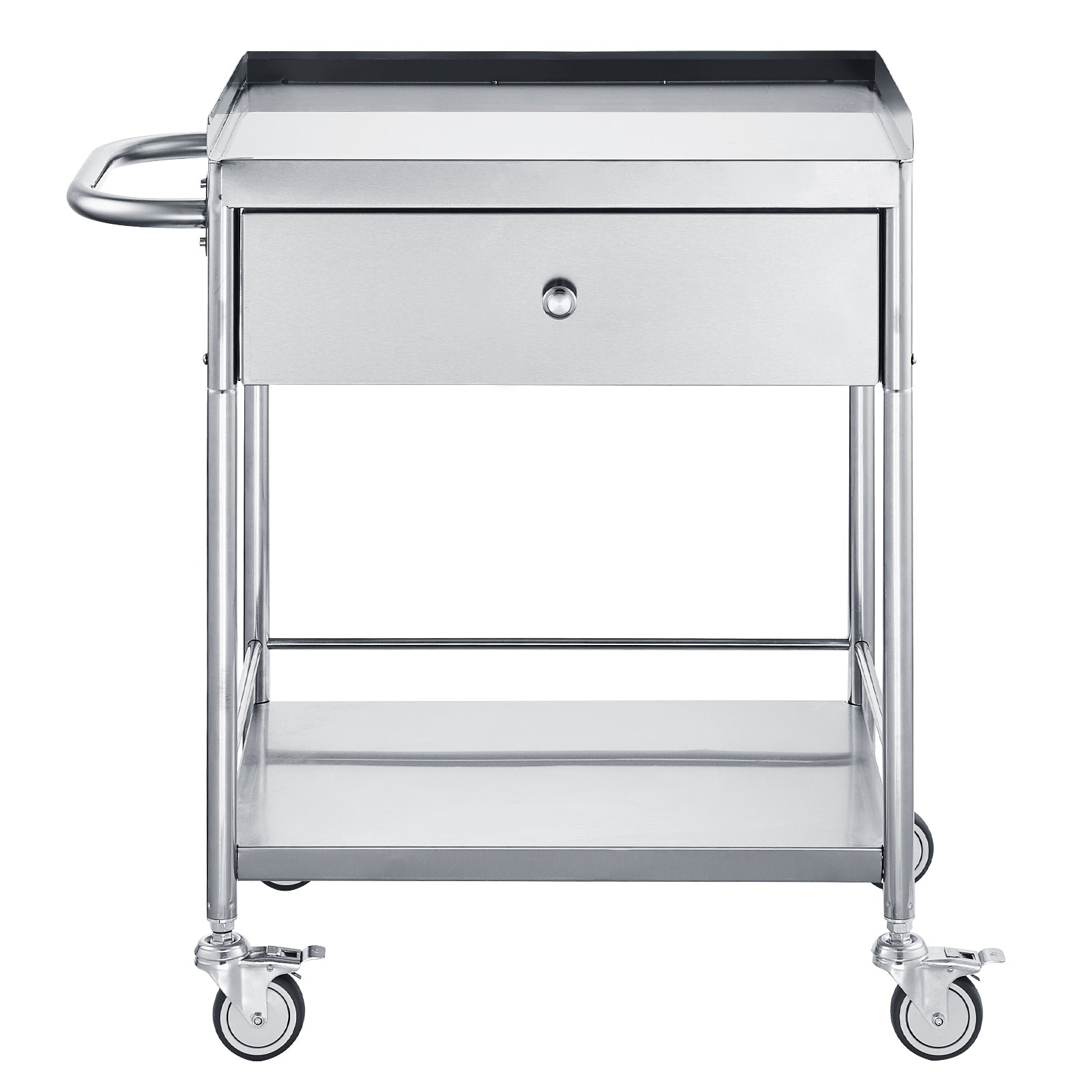 VEVOR Medical Cart, 2-Layer Stainless Steel Cart 220 lbs Weight Capacity, Lab Utility Cart with 360° Silent Wheels and a Drawer for Lab, Clinic, Kitchen, Salon