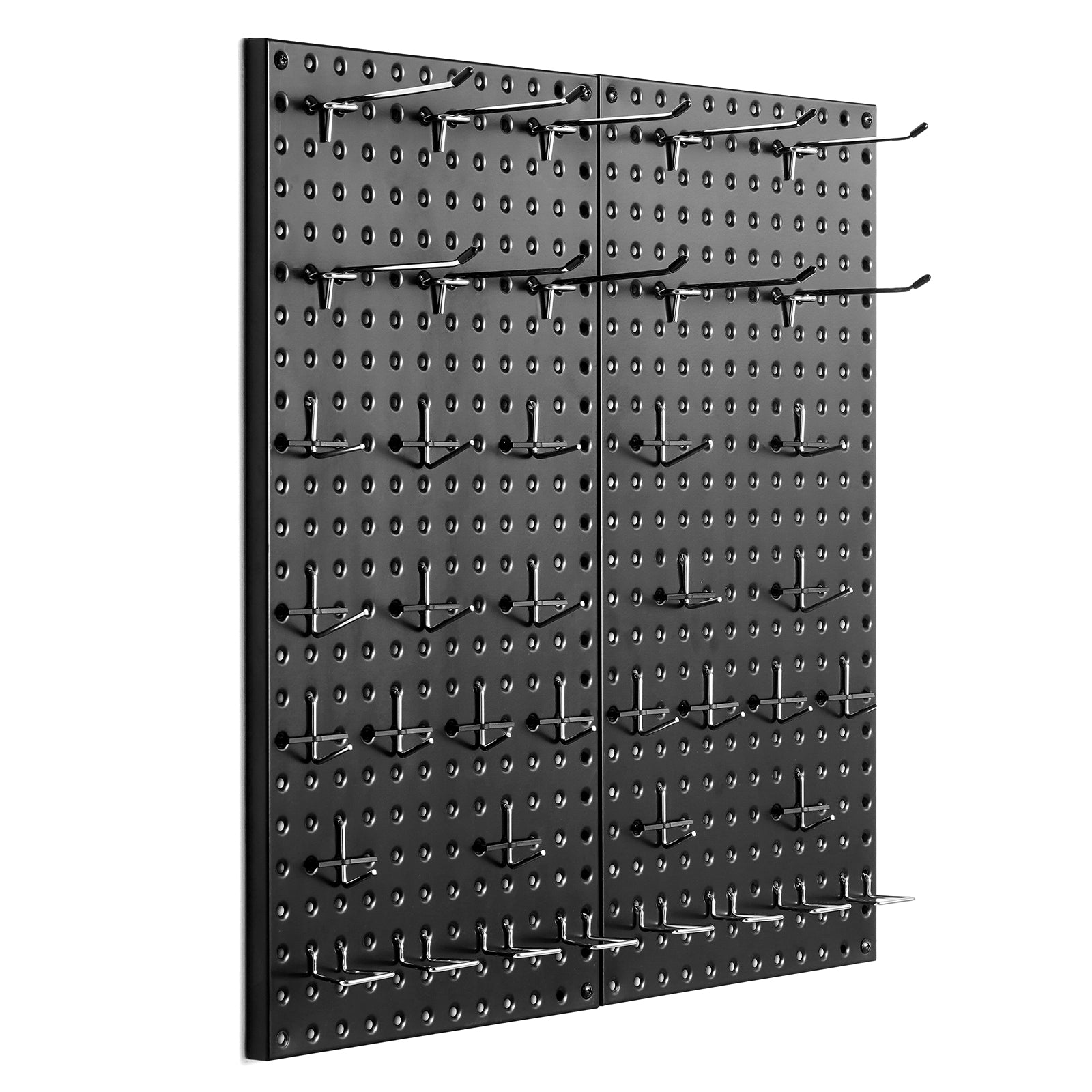 Metal Pegboard Panels 2-Pack, 24"x12" Steel Wall Organizer for Garage Tool Storage, 88 lb Capacity, Black