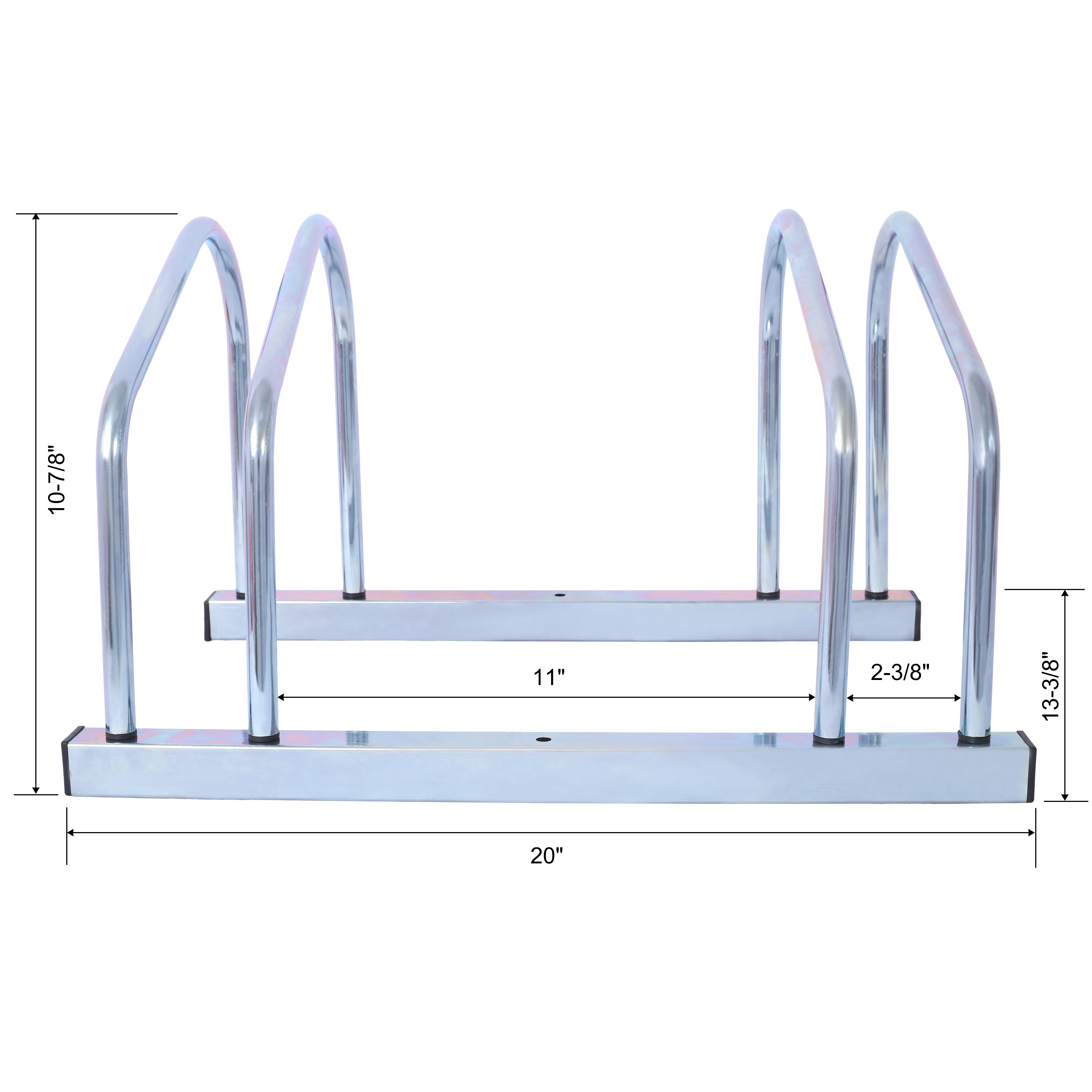 2-Bike Floor Stand – Heavy-Duty Garage Bike Parking Rack, Indoor/Outdoor, Fits 22-28" Wheels, Galvanized Steel
