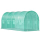 Walk-in Tunnel Greenhouse, 14.8 x 6.6 x 6.6 ft Portable Plant Hot House w/ Galvanized Steel Hoops, 1 Top Beam, Diagonal Poles, Zippered Door & 8 Roll-up Windows, Green
