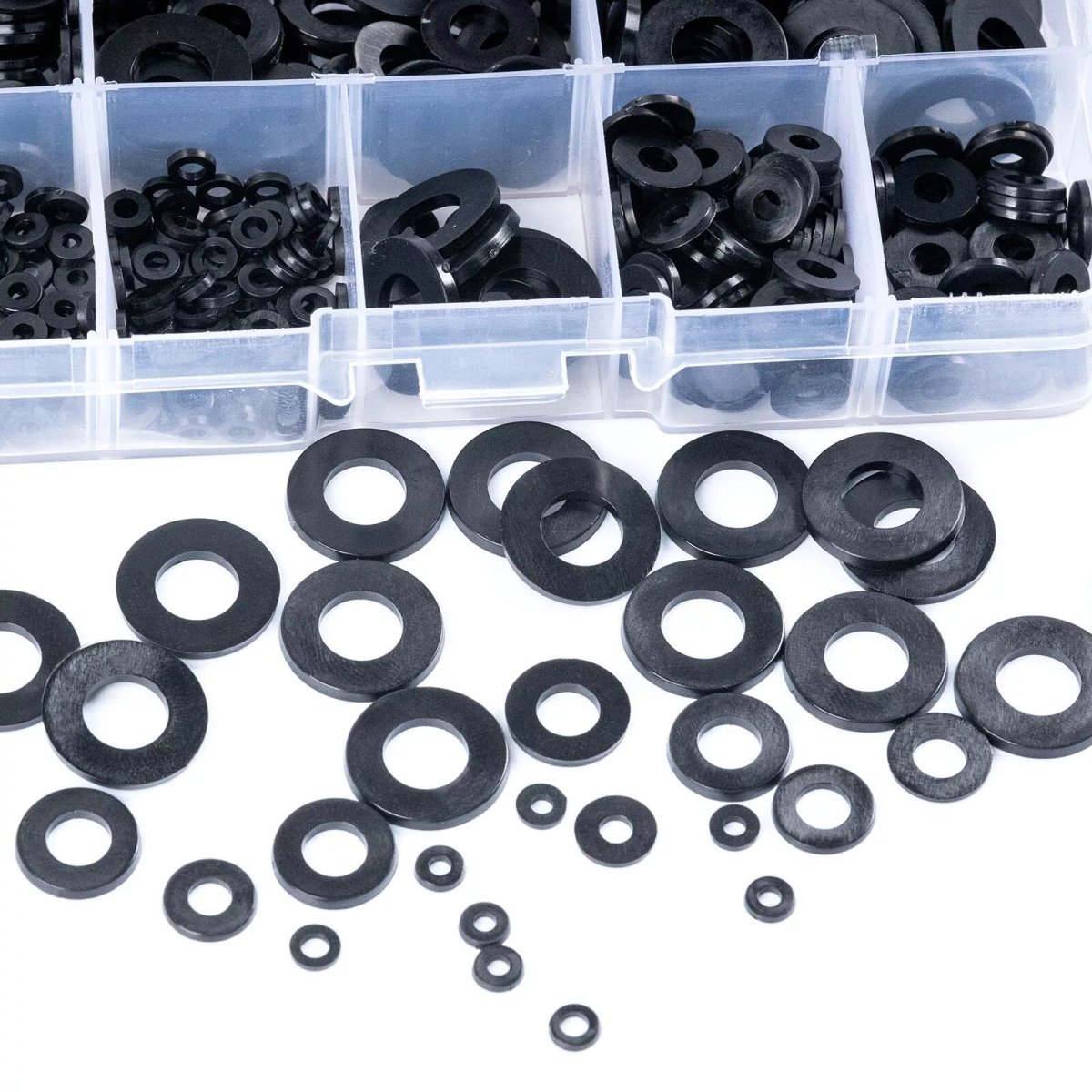 500Pcs Nylon Flat Washer Assortment Set M2 - M8 Black Sealing Spacer Gasket O Ring - HomeDIYer