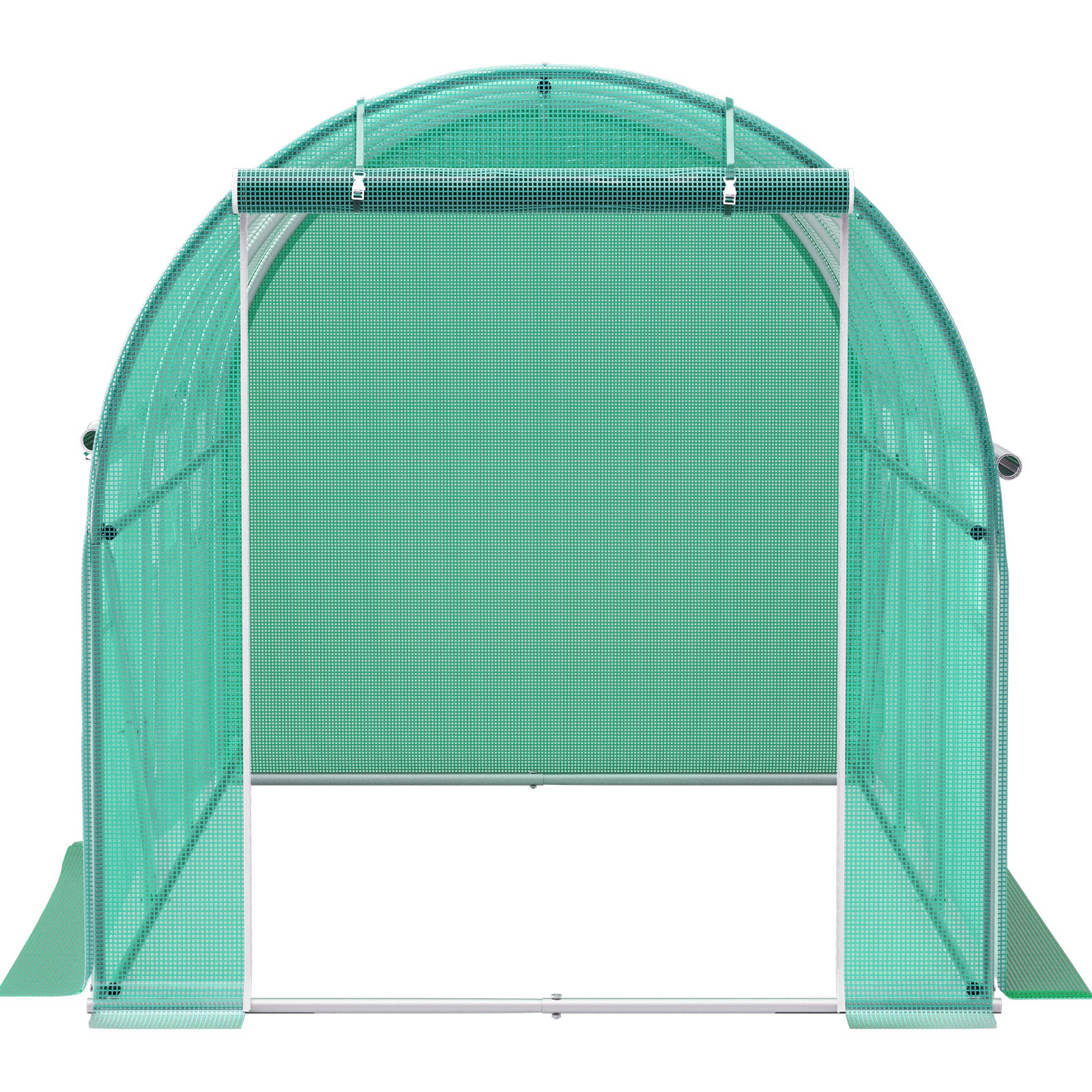 12ft x 7ft x 7ft Walk‑In Tunnel Greenhouse — Galvanized Steel Frame Roll‑Up Windows & Zippered Door Green
