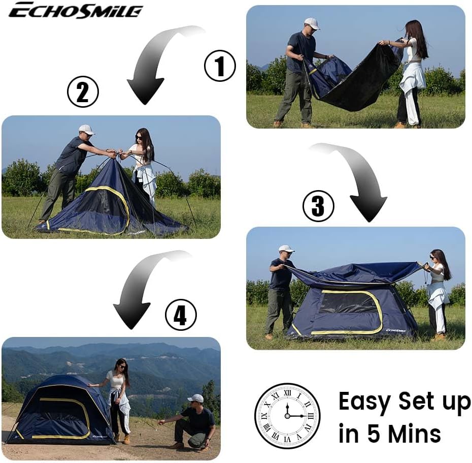 Camping Tent 2/3/4 Person, Waterproof Windproof Double Layer with Rainfly, Easy Setup for Backpacking, Hiking, Mountaineering, Outdoor - HomeDIYer