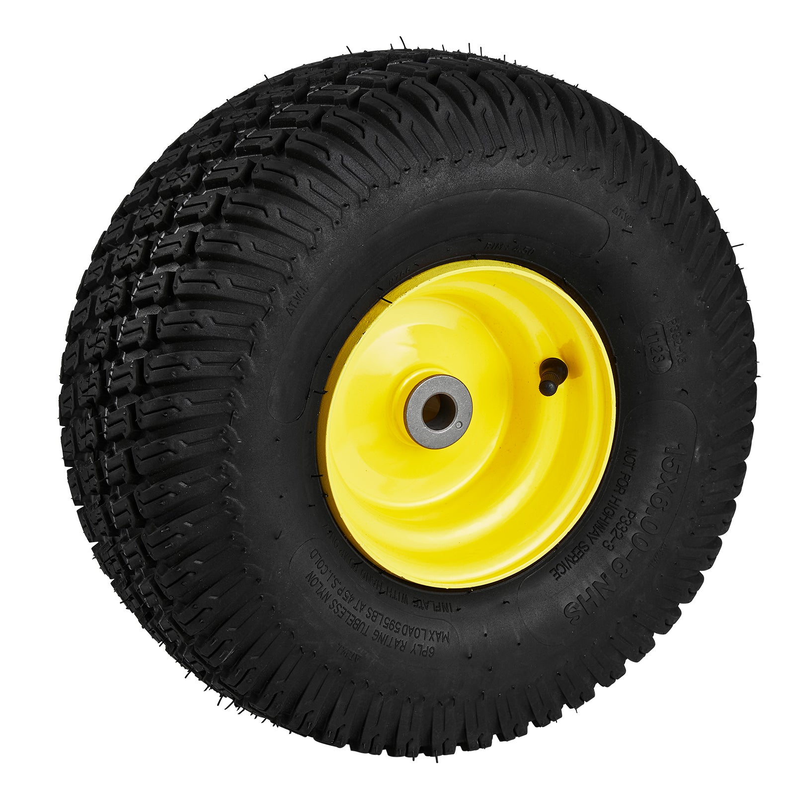 2-Pack 15x6-6" Tubeless Tractor Tires – S-Turf Pneumatic, 3" Offset Hub, 595 LB Capacity, 16 Adapters