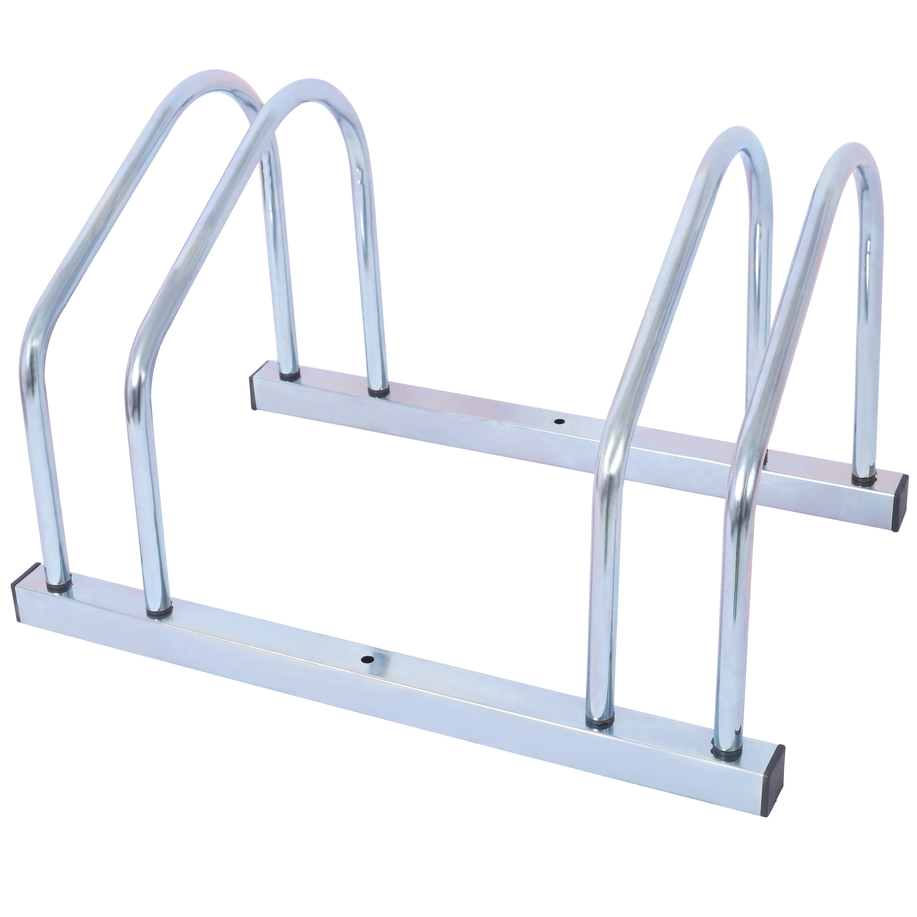 2-Bike Floor Stand – Heavy-Duty Garage Bike Parking Rack, Indoor/Outdoor, Fits 22-28" Wheels, Galvanized Steel