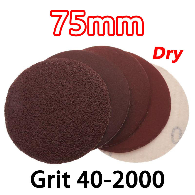 75mm Dry Sanding Discs with Hook Loop Backing - 40-2000 Grit Polishing Sandpaper for HomeDIYer