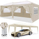 10x20 ft EZ Pop-Up Canopy Tent, 6 Removable Sidewalls, UPF 50+, 4 Weight Bags & Carry Bag – Beige