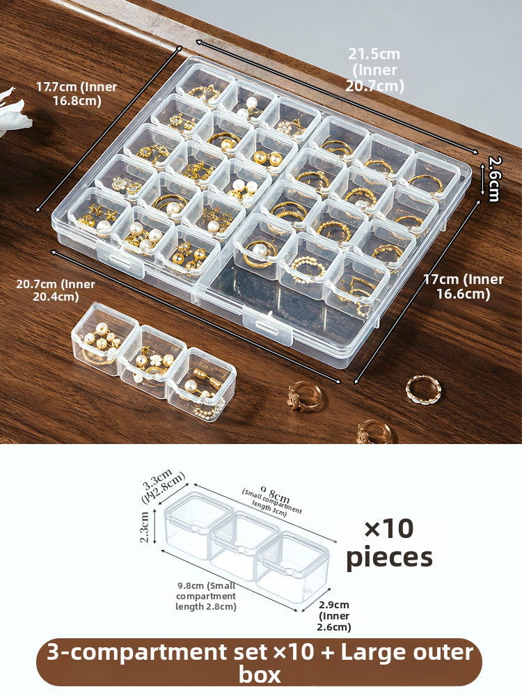 Anti-Tarnish Transparent Jewelry Storage Box – Multi-Compartment for Earrings, Rings & Necklaces