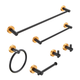 6-Piece Black Gold Bathroom Hardware Set – 23” & 16” Towel Bars, Hooks, Ring, TP Holder
