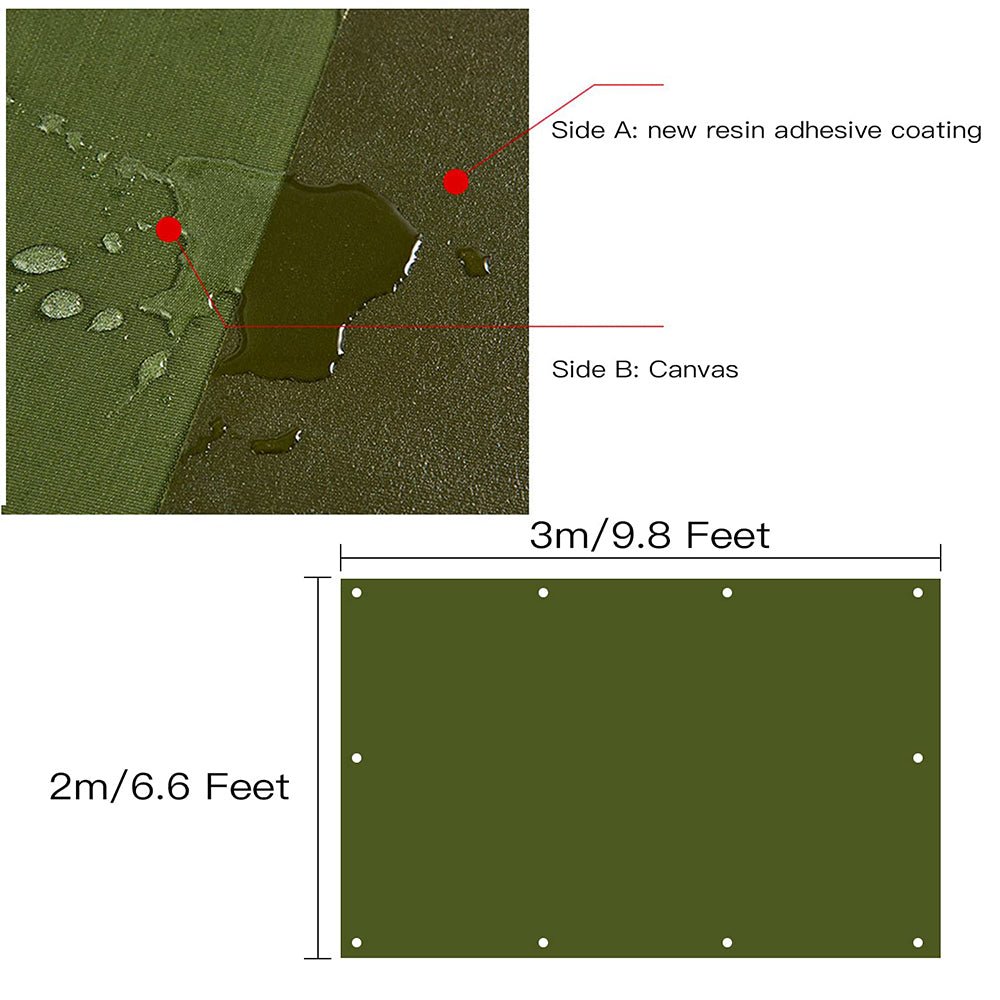 5×7ft to 12×16ft Army Green Heavy Duty Poly Tarp Waterproof Awning Poly PVC Boat Canopy Cover Tarpaulin Tent - HomeDIYer