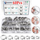 60pcs Adjustable Hose Clamps Worm Gear Stainless Steel Clamp Assortment 7 Sizes