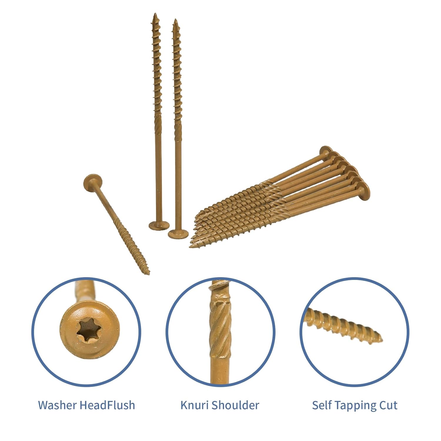 50Pcs #14 x 6" Heavy Duty Lag Screws – Yellow Coated Structural Wood Screw, T30 Star Drive, Washer Head, Includes Bit