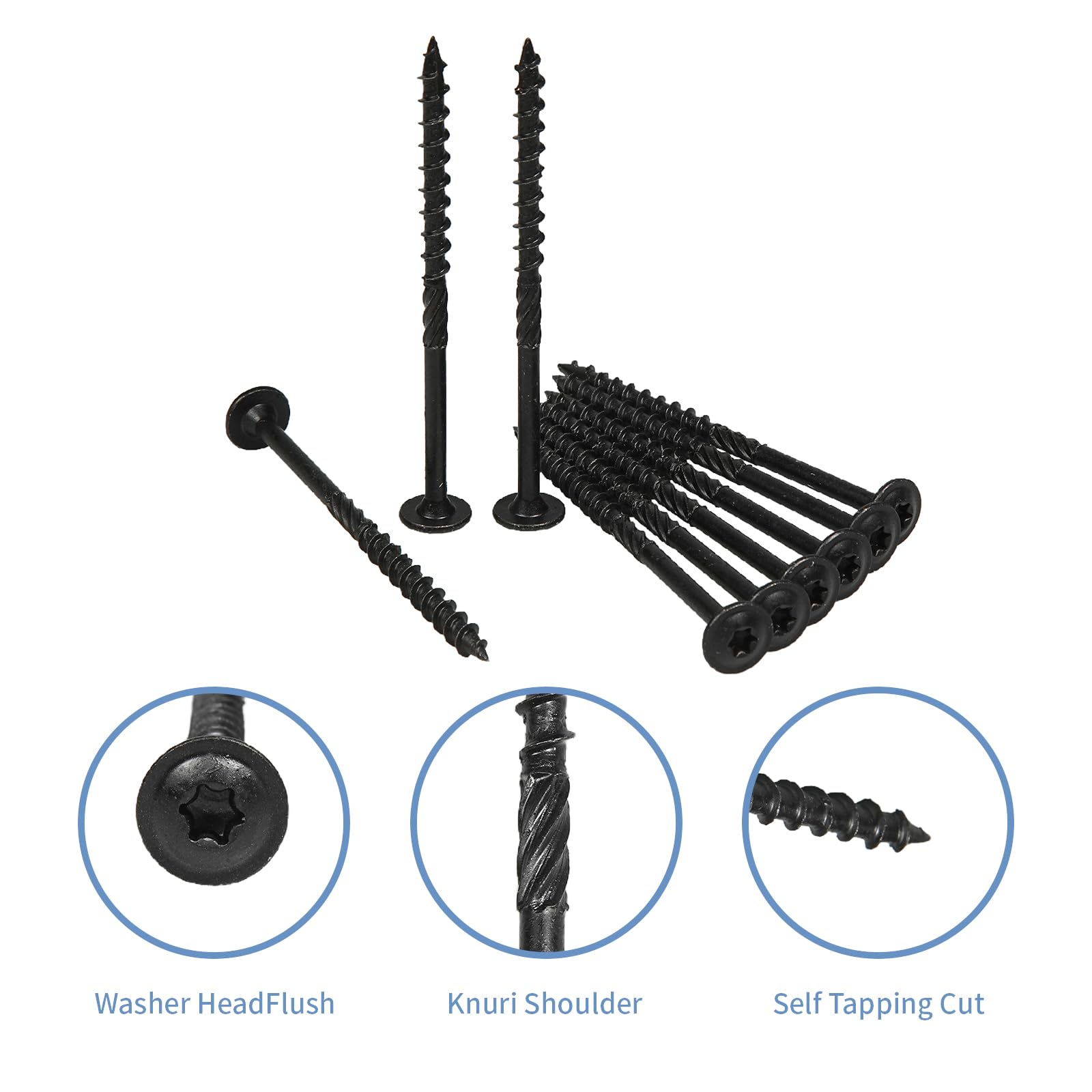 Lag Screws 5 Inch, 25PCS Heavy Duty Construction Screw, Structural Wood Screw #14 x 5, Rust Resistant, Washer Head, Black Coated Exterior Wood/Lag Screws Hex Socket Included