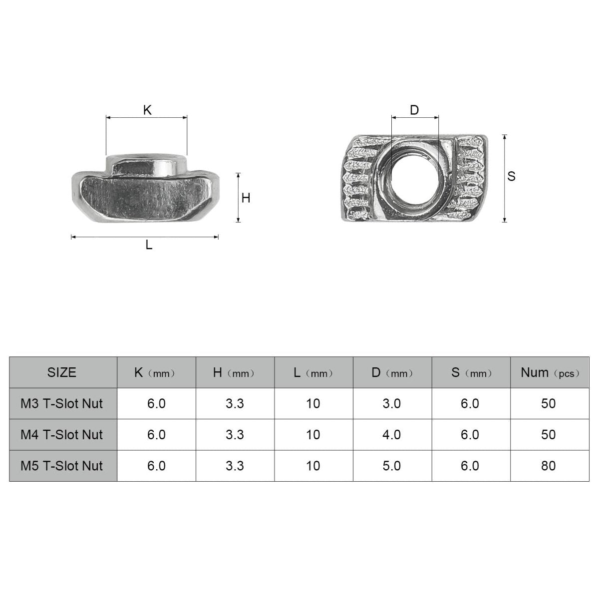 184 pcs Hammer nut M3 - M5 set For aluminum profiles T - slot nuts Groove + hexagon key - HomeDIYer