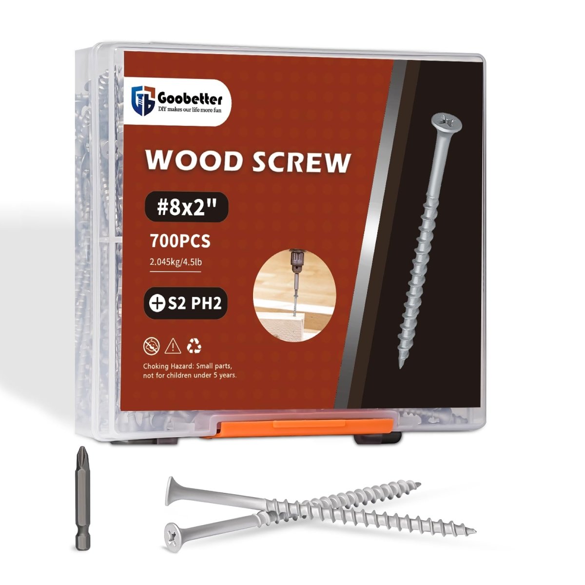 8 x 2'' 9 x 3'' 10 x 3 - 1/2'' Self - Drilling Wood Screws, 300pcs Deck Screws, Countersunk Construction Screws Assortment, S2 PH2 Phillips Drill Bit Included, Rust - Resistant for Treated Wood, Gray, 4.85lb - HomeDIYer