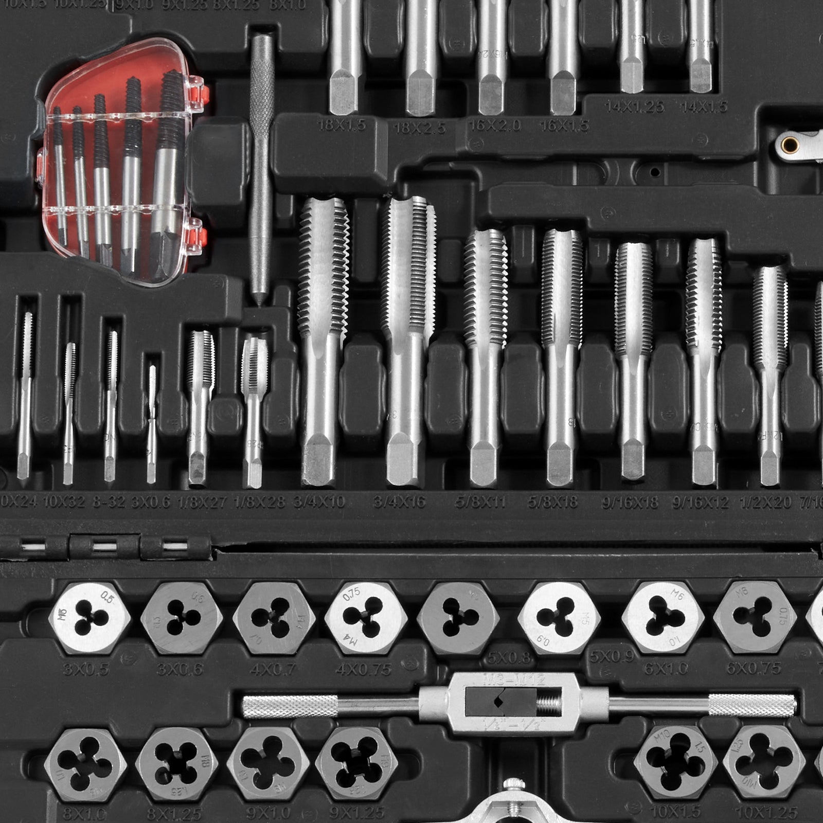 116-Piece Tap and Die Set – Metric & SAE Threading Tool Kit with Bearing Steel