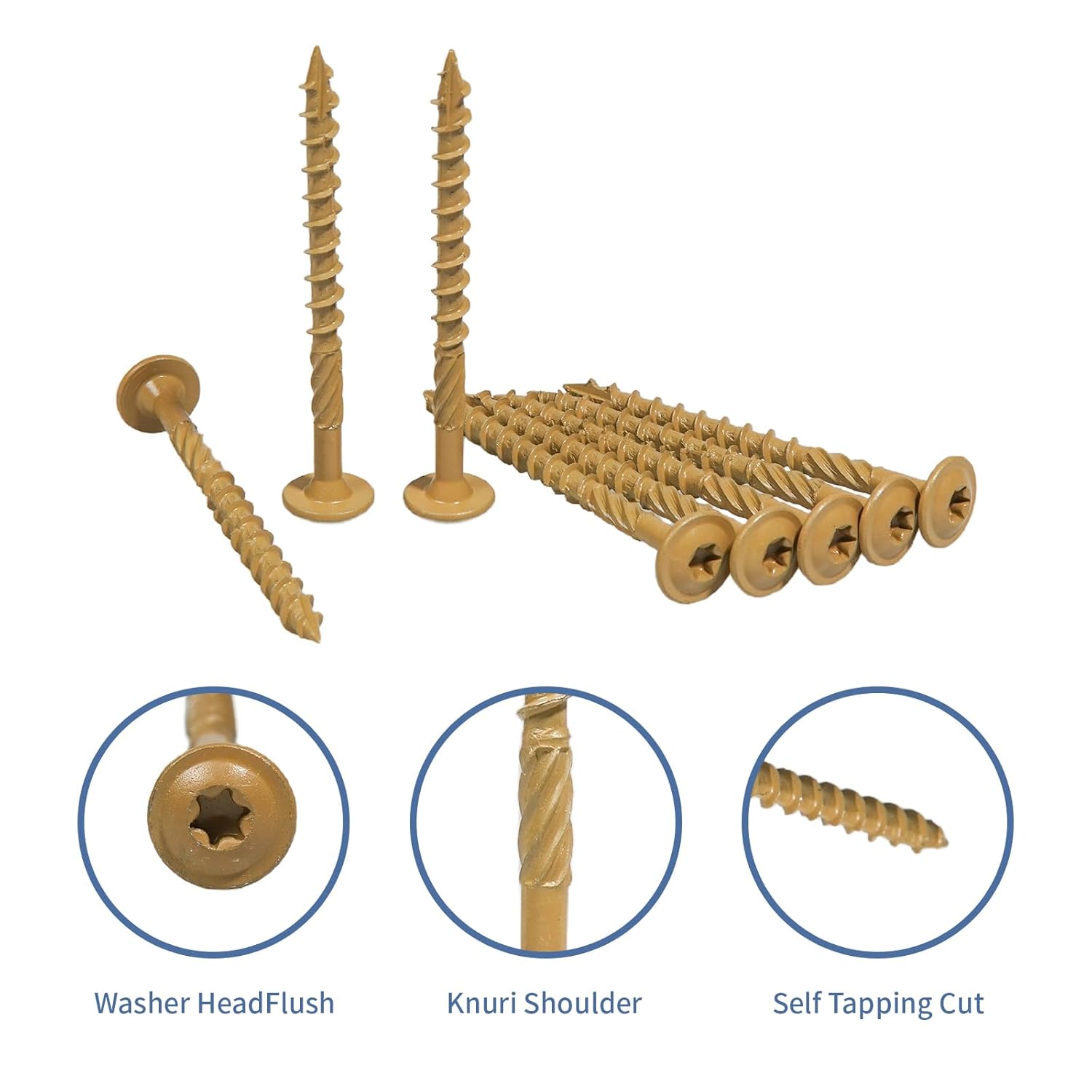 Goobetter 25 Pack 3-Inch Heavy Duty Lag Screws - #14 x 3 Structural Wood Screws, Yellow Anti-Corrosion Coating, T30 Star Drive, Washer Head for Decks & Timber Framing