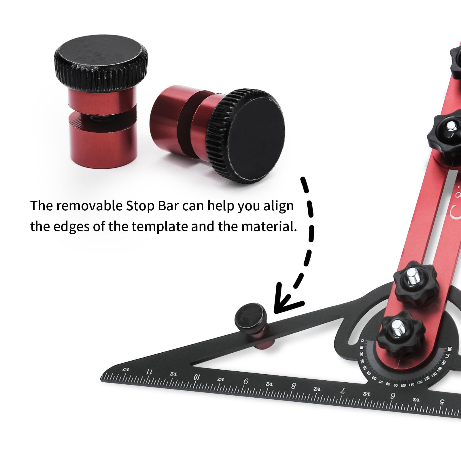 Stair Gauge & Layout Tool - Precision Stair Tread Jig for Measuring and Scribing | Multi-Purpose Carpentry Jig for Stairs, Bookshelves, Floating Shelves and Various DIY Projects (Red-Gray)