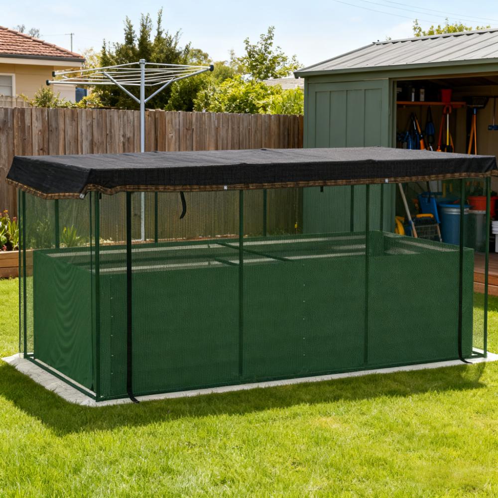 Crop Cage and Shade Cloth with Raised Garden Bed,Galvanized Steel Planter Box