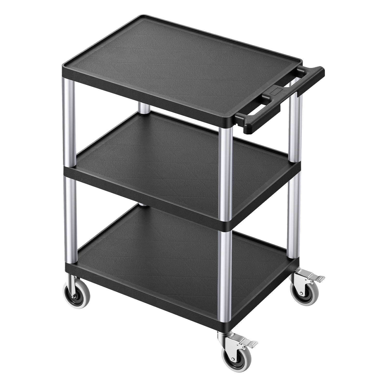 3-shelf Utility Cart 300 lbs 27.6 x 18.1-inch Service Cart with Wheels