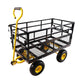 Heavy-Duty Wagon Cart Garden Cart – 600 lbs Capacity, Inflatable Tires for Firewood, Soil &amp; Tools, Yellow+Black