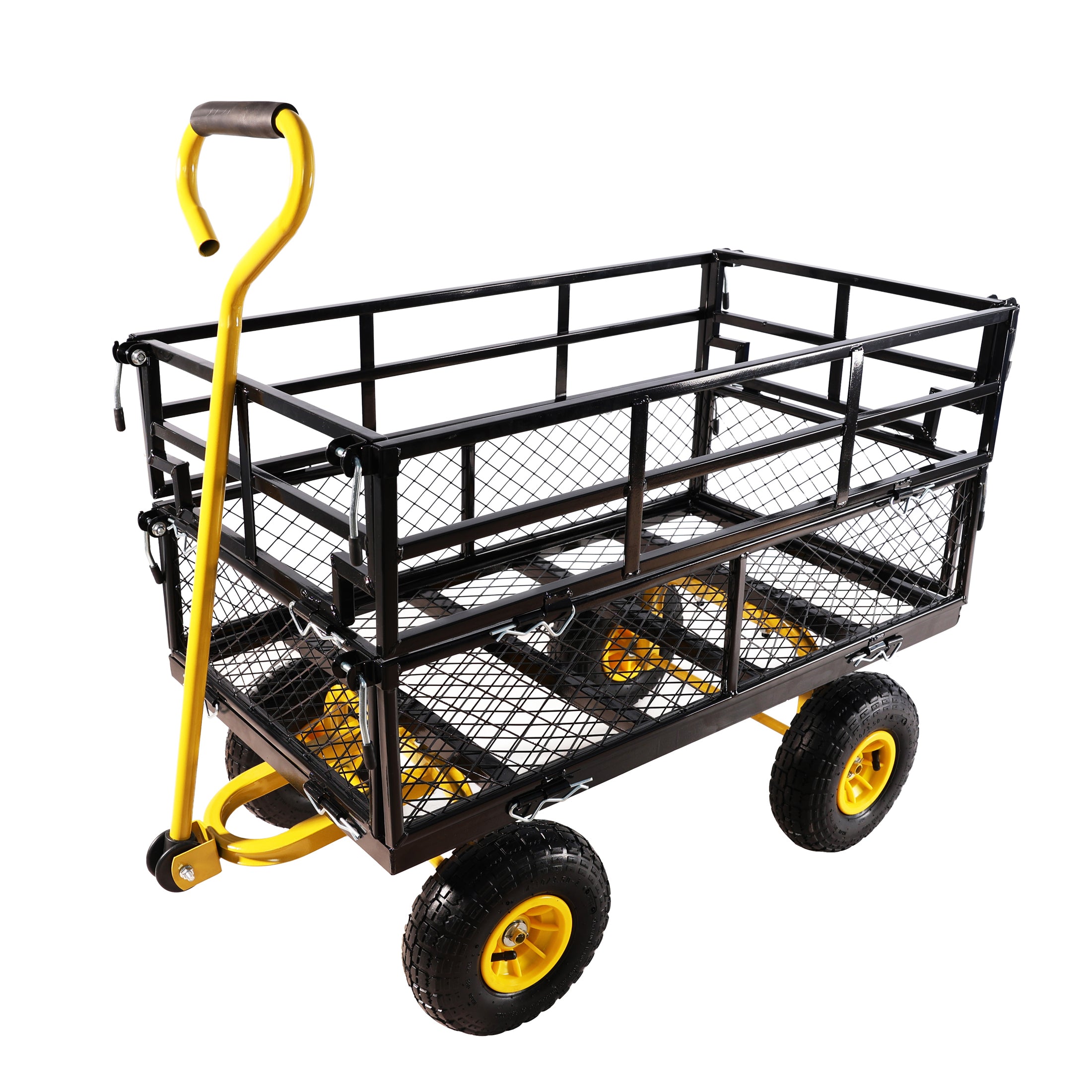 Mini Folding Wagon Garden Shopping Beach Cart (brake+orange+black)