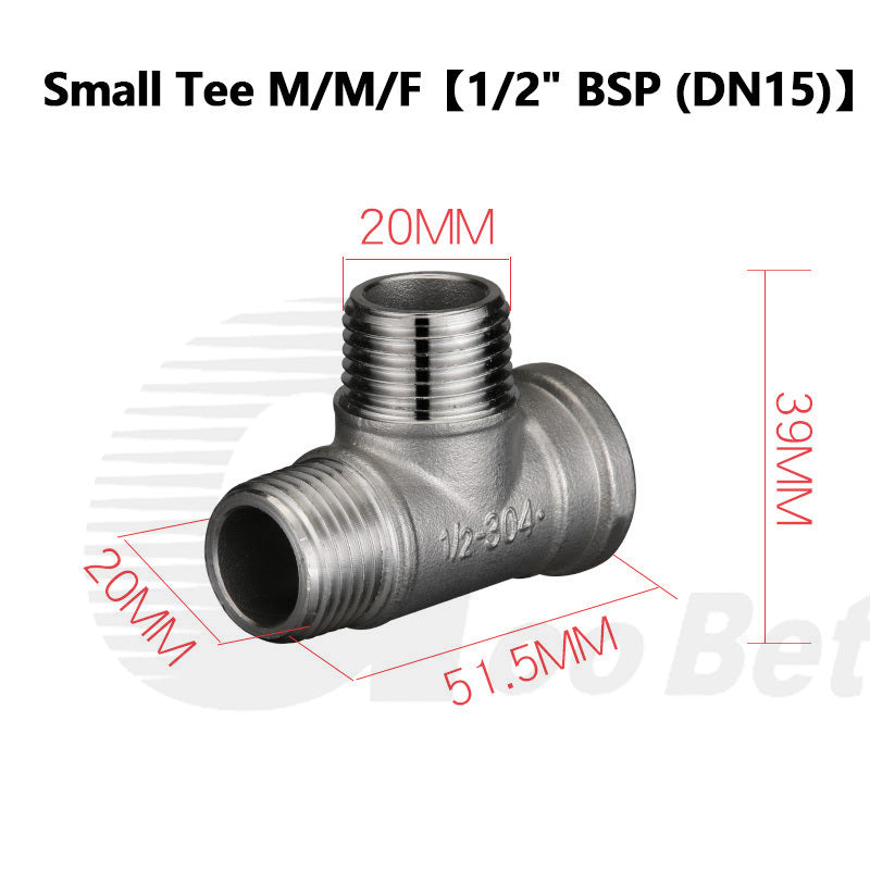 304 Stainless Steel BSP Pipe Fittings — Tee, Cross & Reducing Connectors 1/8"–2"