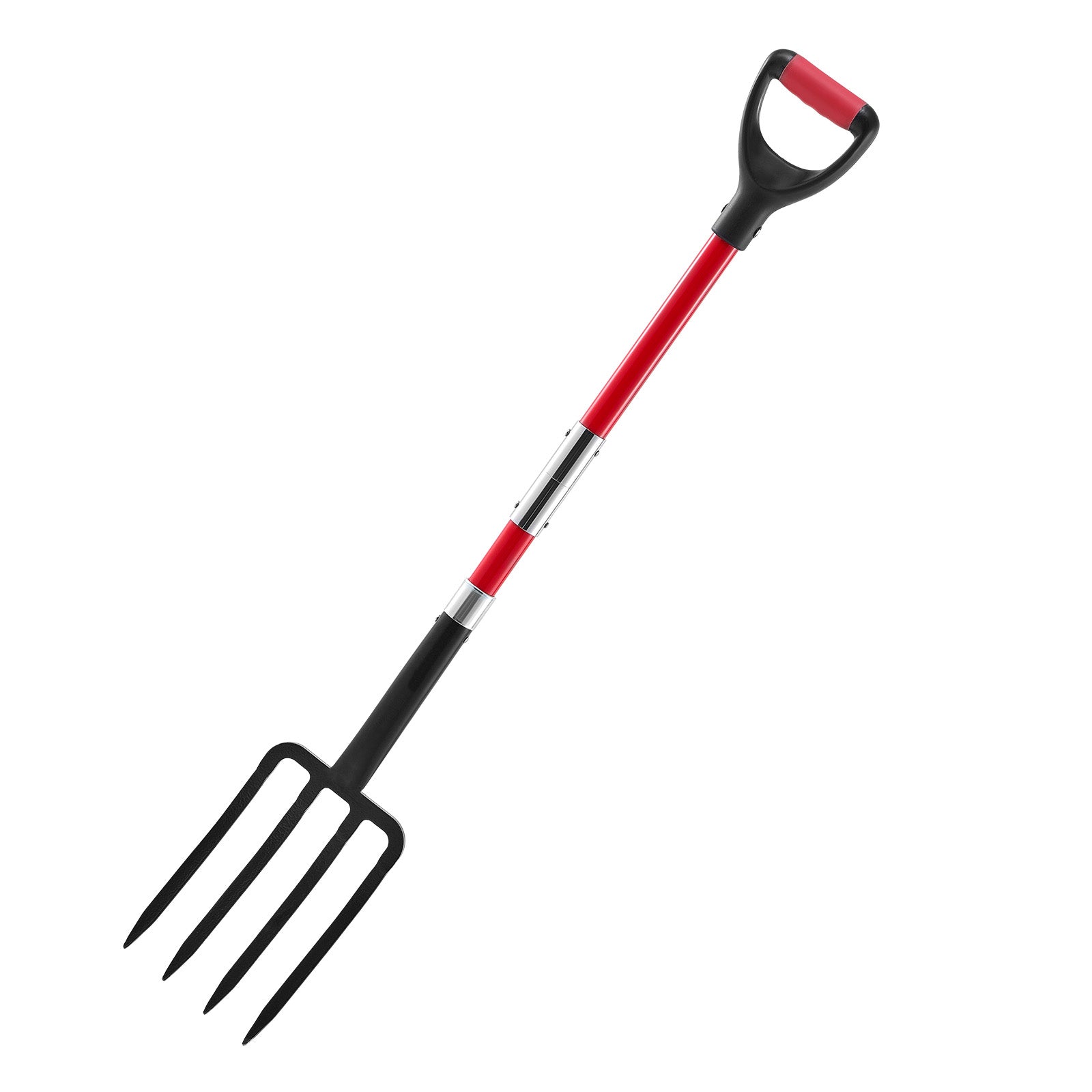 4 Tines Garden Fork Fiberglass Handle 45 in Digging Spading Pitchfork Heavy Duty