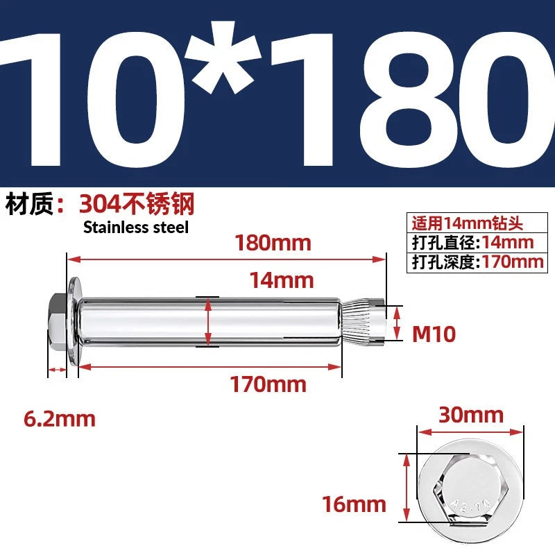 Stainless Steel Masonry Concrete Expansion Anchor Bolt — M6 M8 M10 M12 M16 | 304 & 201 SS
