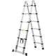 12.5FT Telescoping A‑Frame Ladder with Stabilizer Bar — 375 lb Capacity, Aluminum, Silver