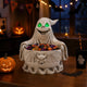 Halloween Ghost Candy Bowl with Green LED Eyes, Resin, 8.66 Inch