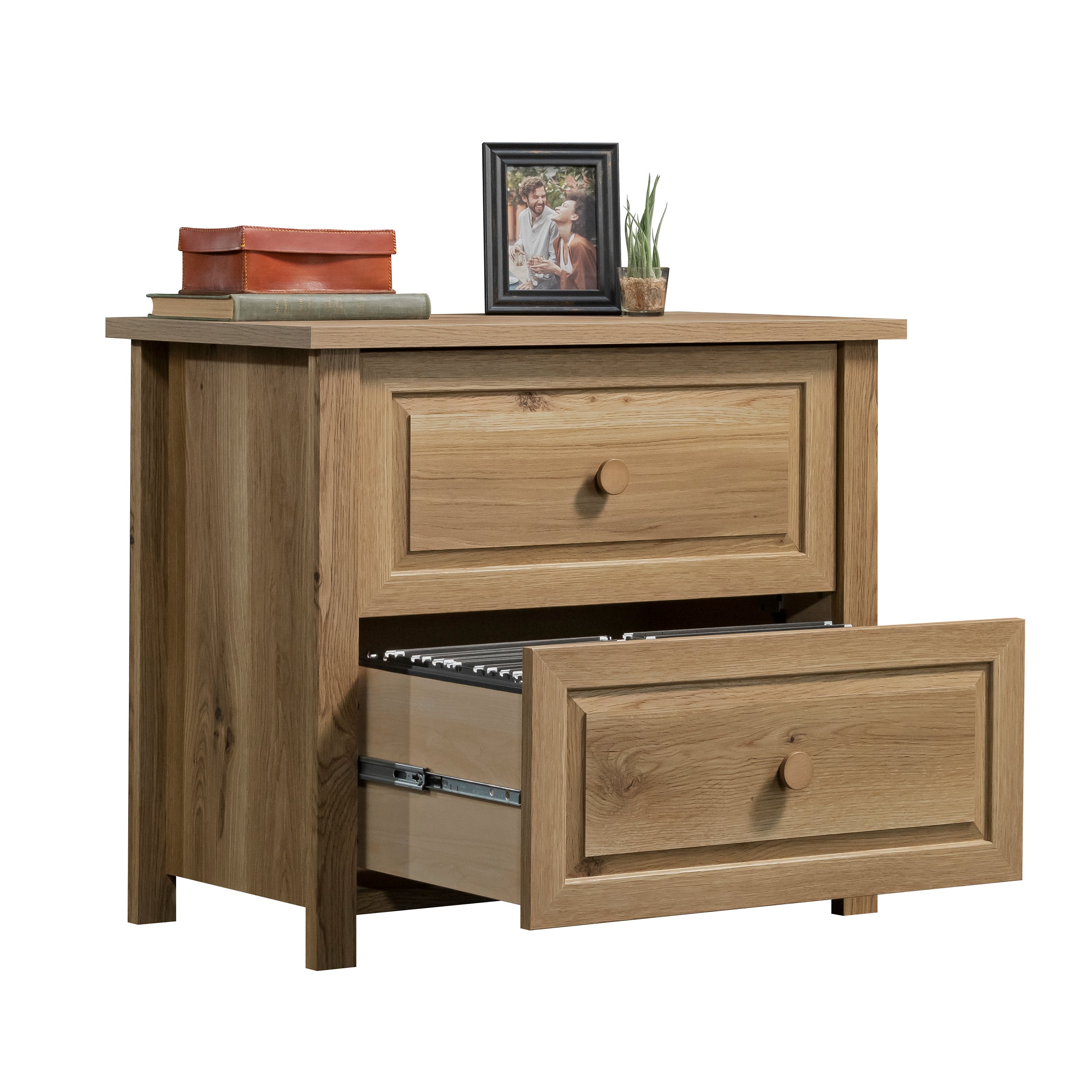Lateral File with Farmhouse Style, Brown finish