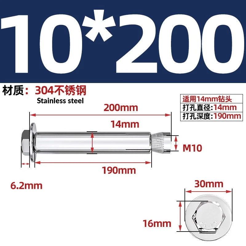 Stainless Steel Masonry Concrete Expansion Anchor Bolt — M6 M8 M10 M12 M16 | 304 & 201 SS