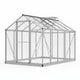 10ft x 6ft Heavy‑Duty Aluminum Walk‑In Greenhouse — Polycarbonate Panels Roof Vent & Rain Gutters Silver
