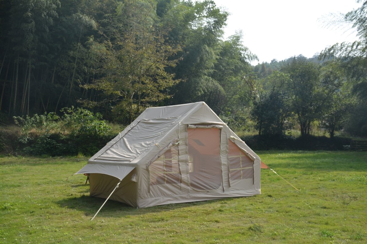 Inflatable Camping Tent Easy Setup 4 Season Glamping Tent with High Performance Inflatable Structure 4 - 6 Persons Waterproof Windproof Outdoor Self - Supporting Blow up Tent Air Tent Portable House Beige - HomeDIYer