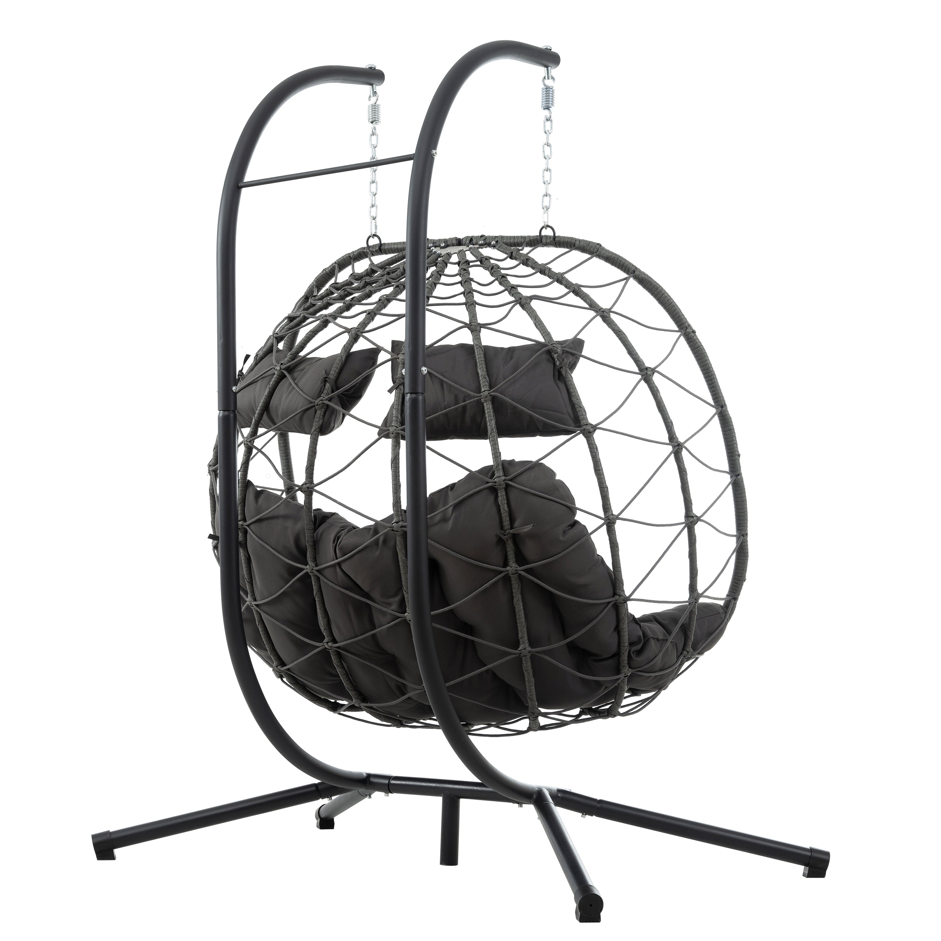 2-Person Egg Chair with Stand – Wicker Hanging Swing Chair for Patio, Garden & Balcony