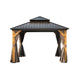 12x12 Hardtop Gazebo, Cedar Wood Frame, Galvanized Steel Double Roof, Curtains & Bug Netting