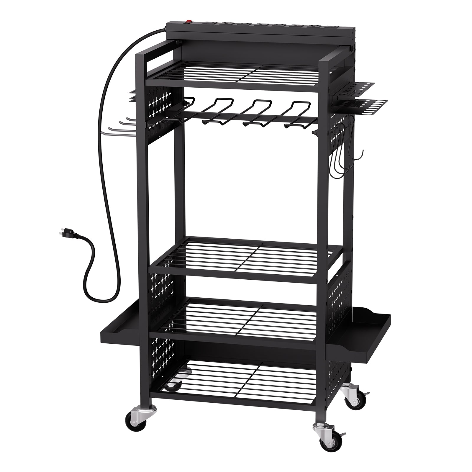 5-tier Tool Organizer Cart with Charging Station Garage Cart on Wheels