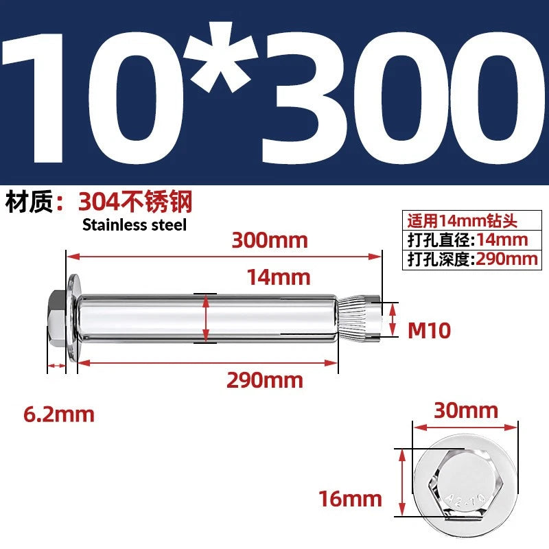 Stainless Steel Masonry Concrete Expansion Anchor Bolt — M6 M8 M10 M12 M16 | 304 & 201 SS