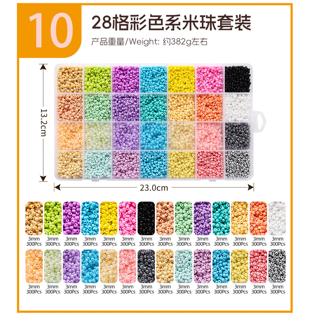 3mm Glass Rice Bead Set – 15-Slot DIY Bracelet & Necklace Making Kit, 9 Colors