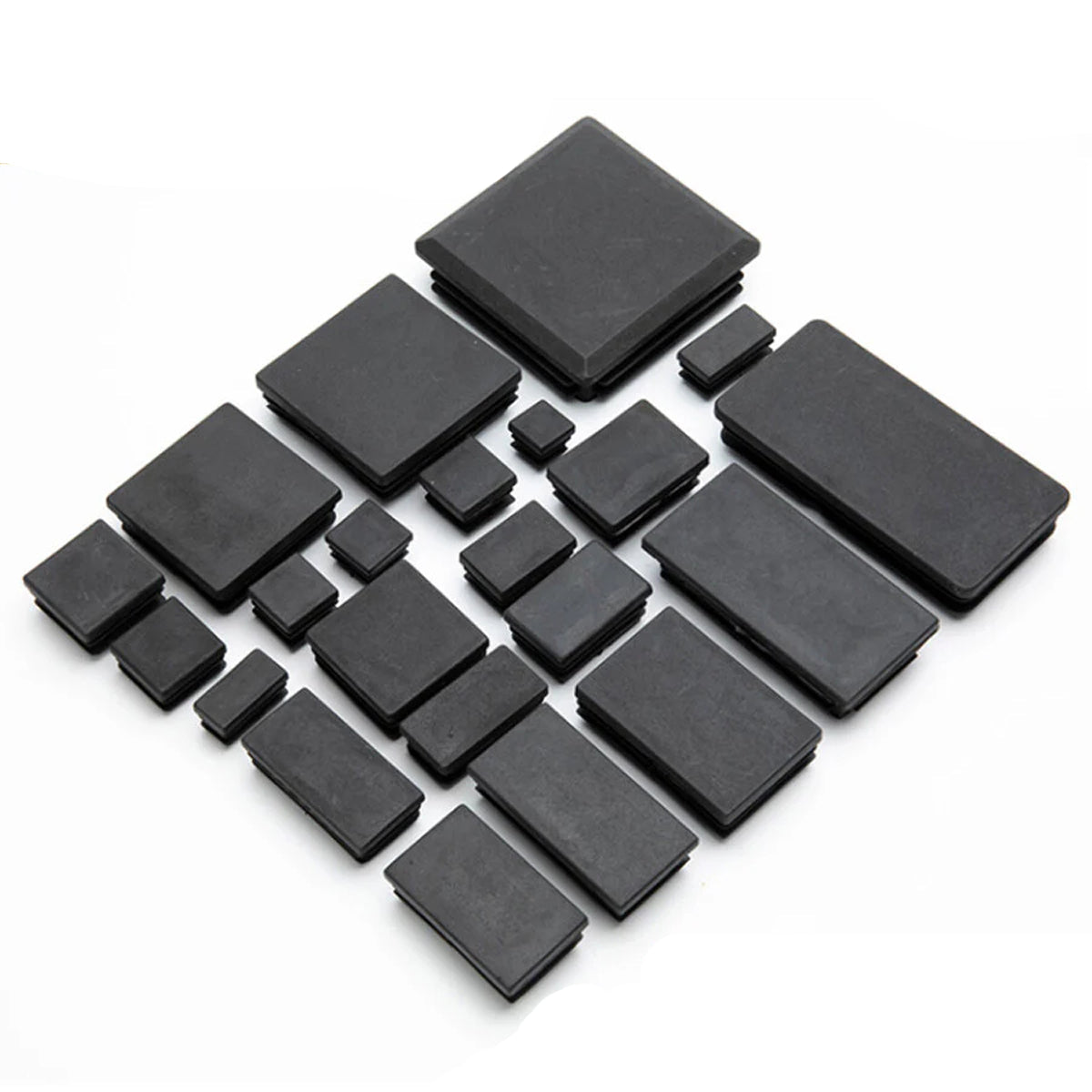 Black Plastic Blanking End Caps Tube Pipe Inserts Plug Bungs Square / Rectangle