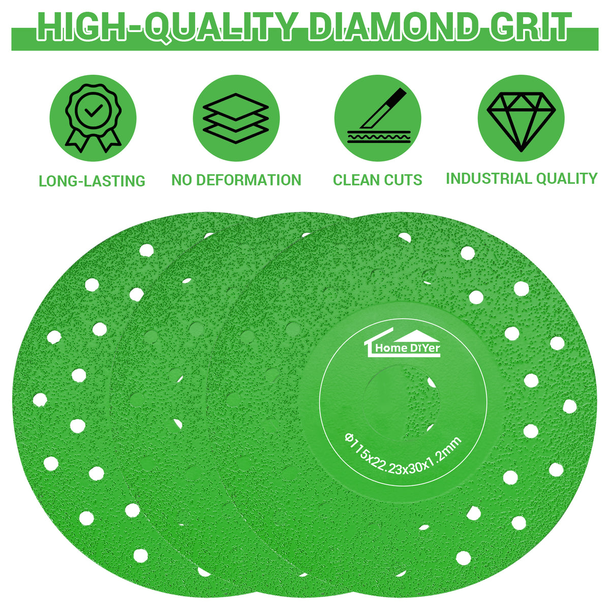 4.5 Inch Diamond Tile Cutting Disc for Angle Grinder — 3-Pack, Fits Porcelain, Ceramic, Glass & Marble