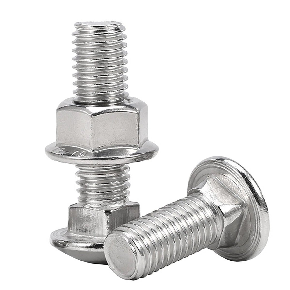 Stainless Steel A2 Carriage Bolts with Flange Nuts — M3 to M12 Cup Square Coach Screws Set - HomeDIYer