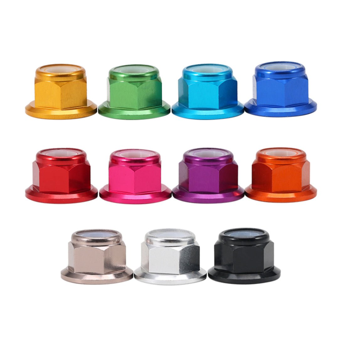 M2 M3 M4 M5 M6 M8 RC Flanged Nyloc Anodised Aluminium Wheel Nuts Various Colours - HomeDIYer