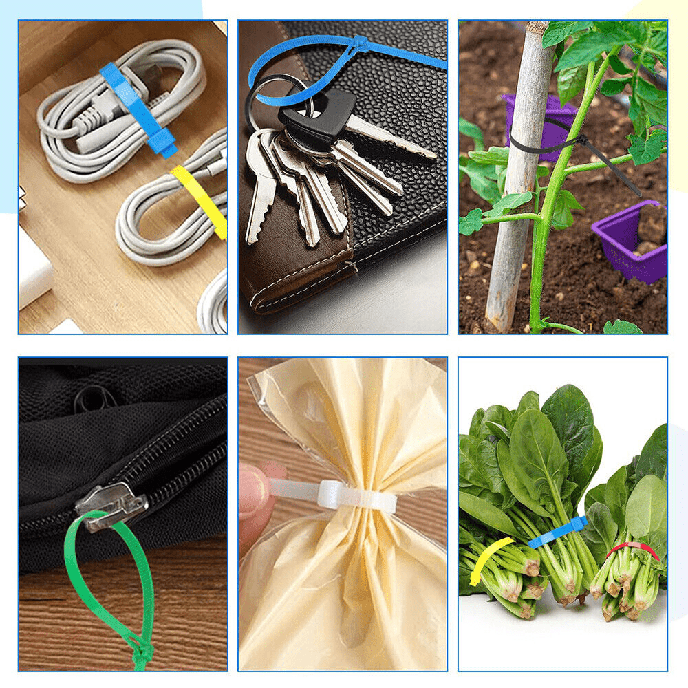 Coloured Cable Ties Detachable And Reusable Nylon Zip Ties Length 150mm To 450mm - HomeDIYer