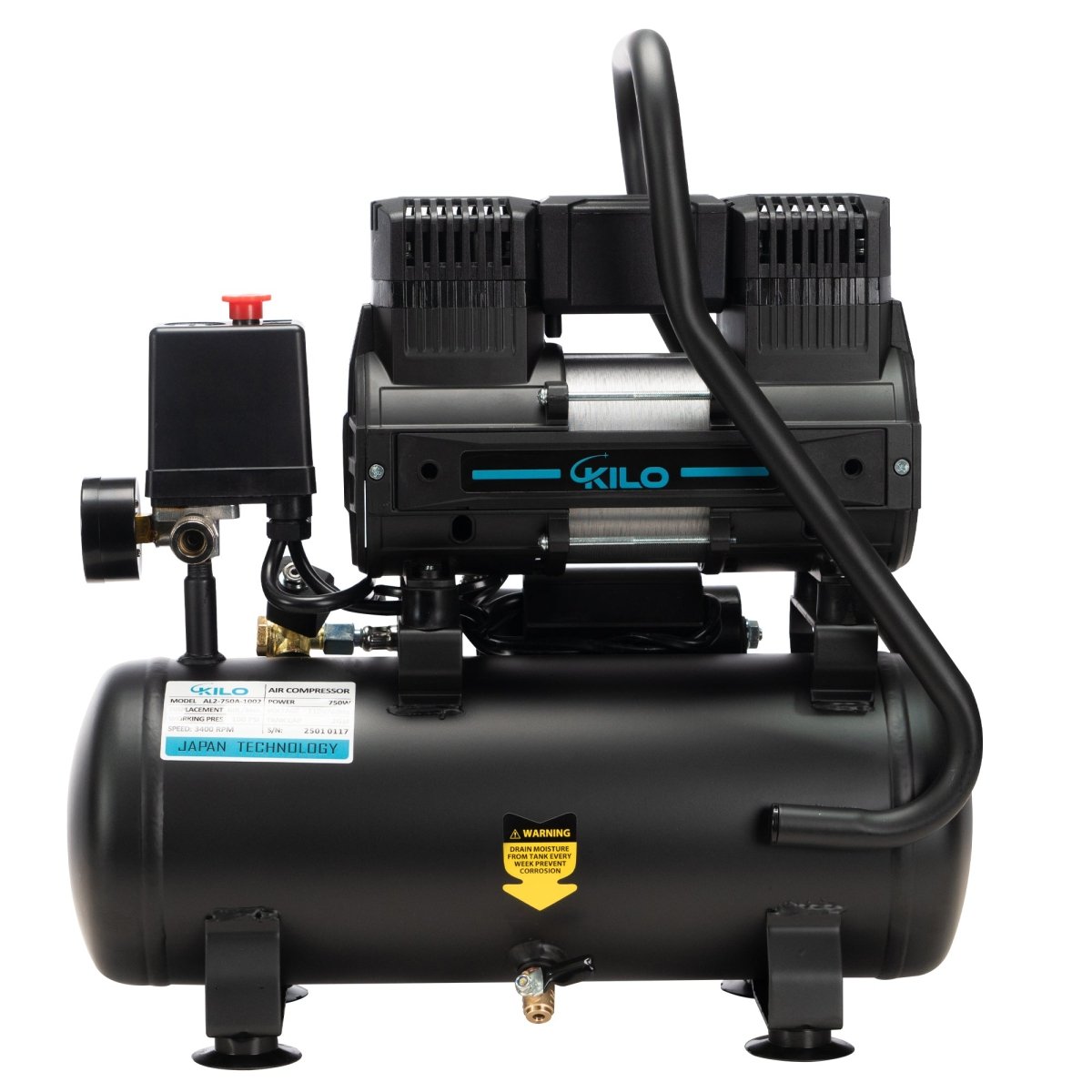 2 Gallon Oil Free Air Compressor, 1.0HP, Max.115 PSI Pressure, 65dB Ultra Quiet Compressor for Auto Repair, Tire Inflation, Spray Painting, Woodwork Nailing - HomeDIYer