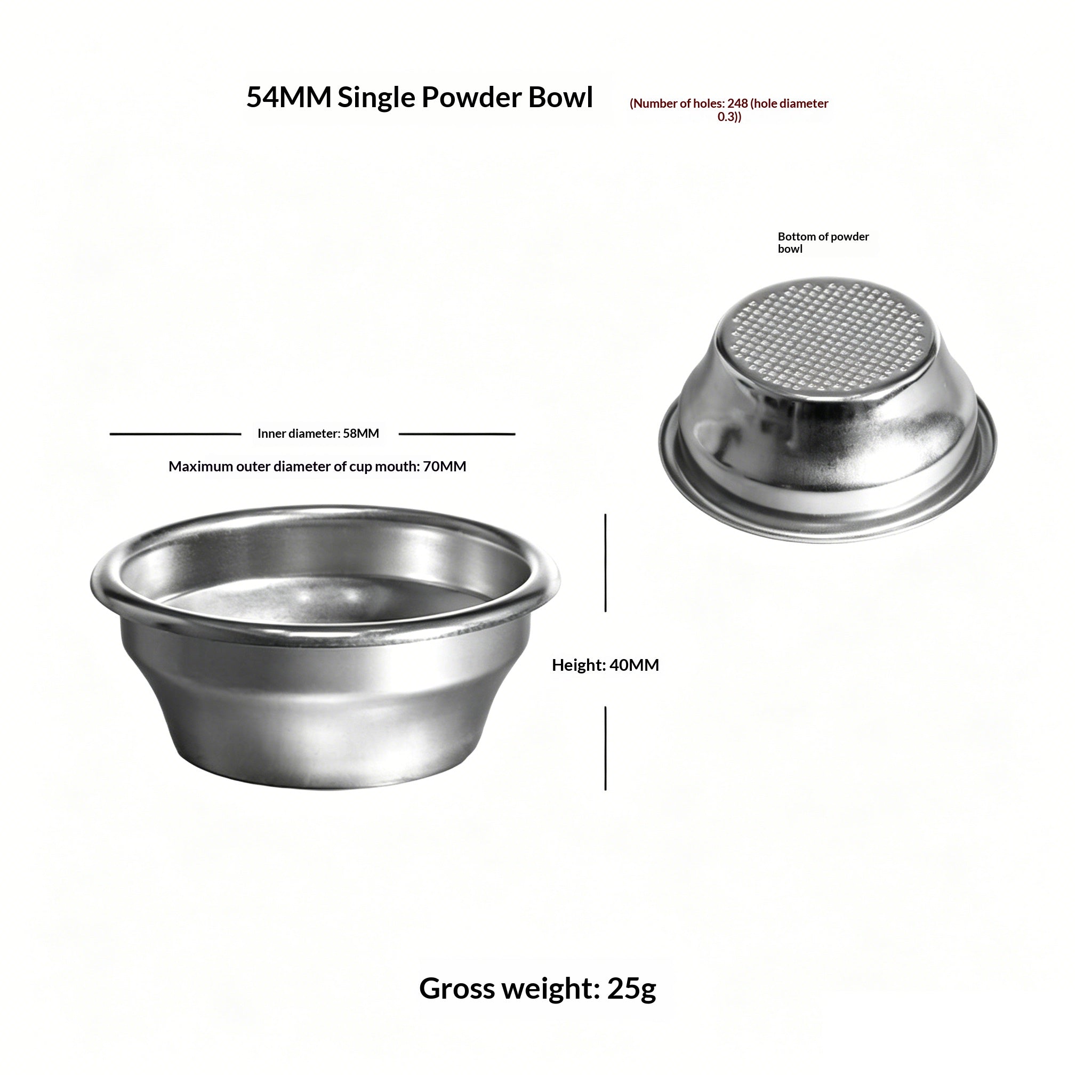 304 Stainless Steel Espresso Filter Basket – 51mm / 54mm / 58mm | Single & Double Shot Precision Portafilter Cup